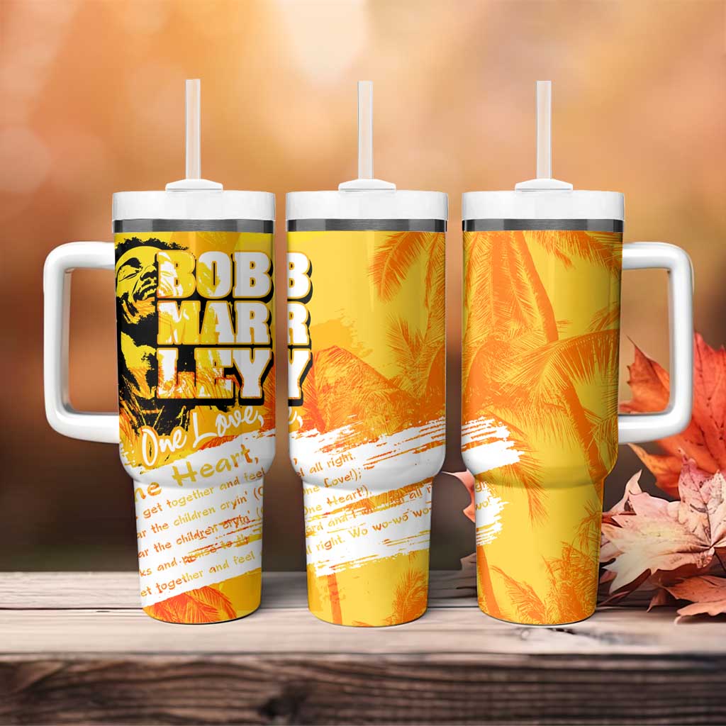 Legend Bob Reggae Afro Tumbler With Handle One Love One Heart Tropical Leaf
