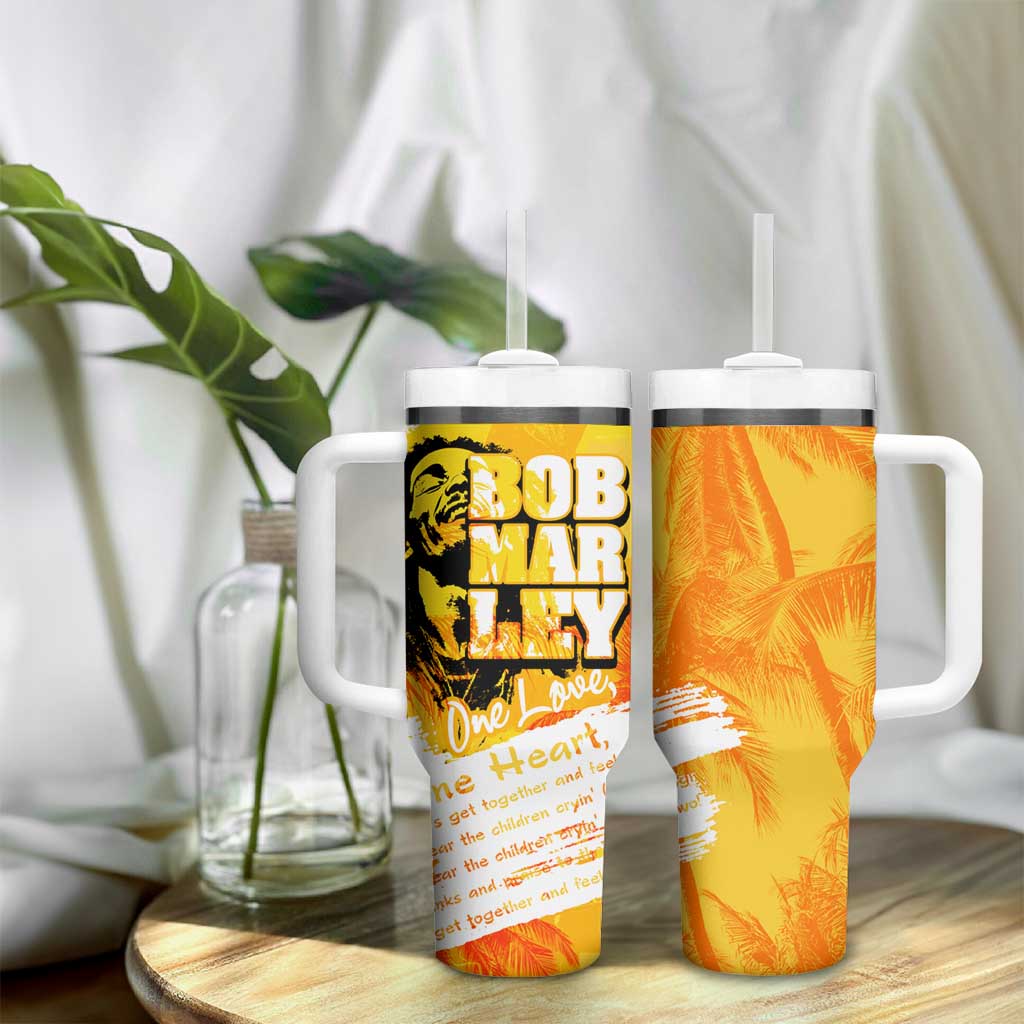 Legend Bob Reggae Afro Tumbler With Handle One Love One Heart Tropical Leaf