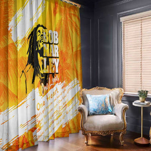 Legend Bob Reggae Afro Window Curtain One Love One Heart Tropical Leaf