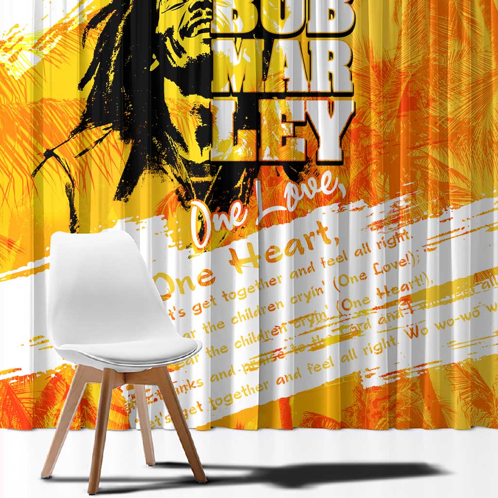 Legend Bob Reggae Afro Window Curtain One Love One Heart Tropical Leaf
