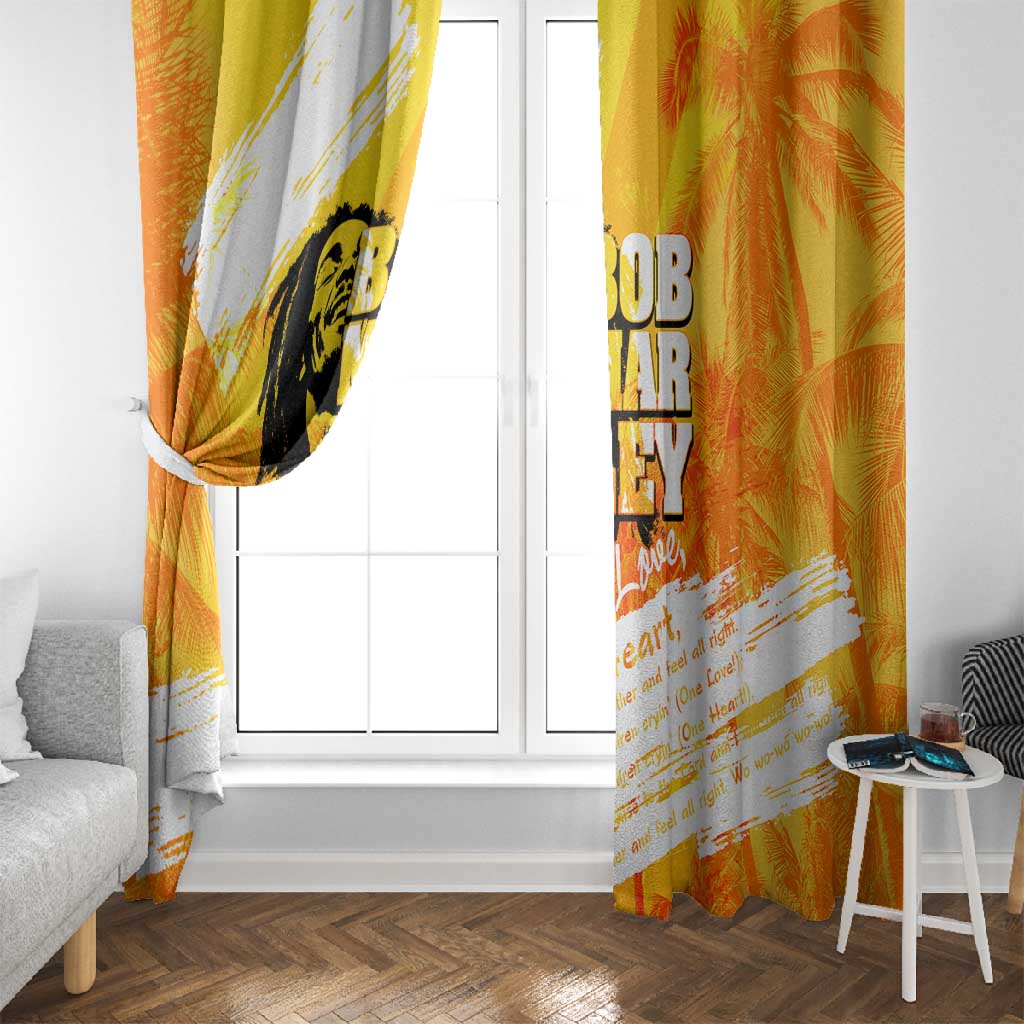 Legend Bob Reggae Afro Window Curtain One Love One Heart Tropical Leaf