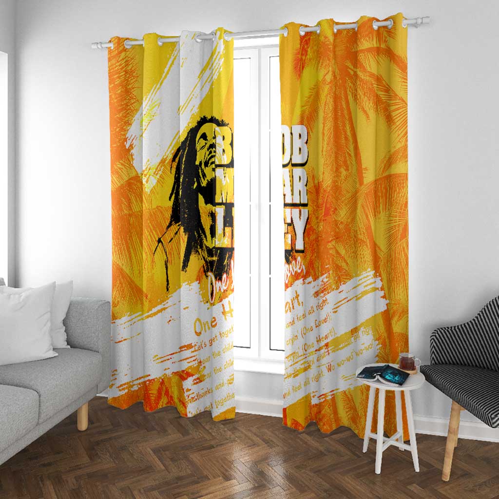 Legend Bob Reggae Afro Window Curtain One Love One Heart Tropical Leaf