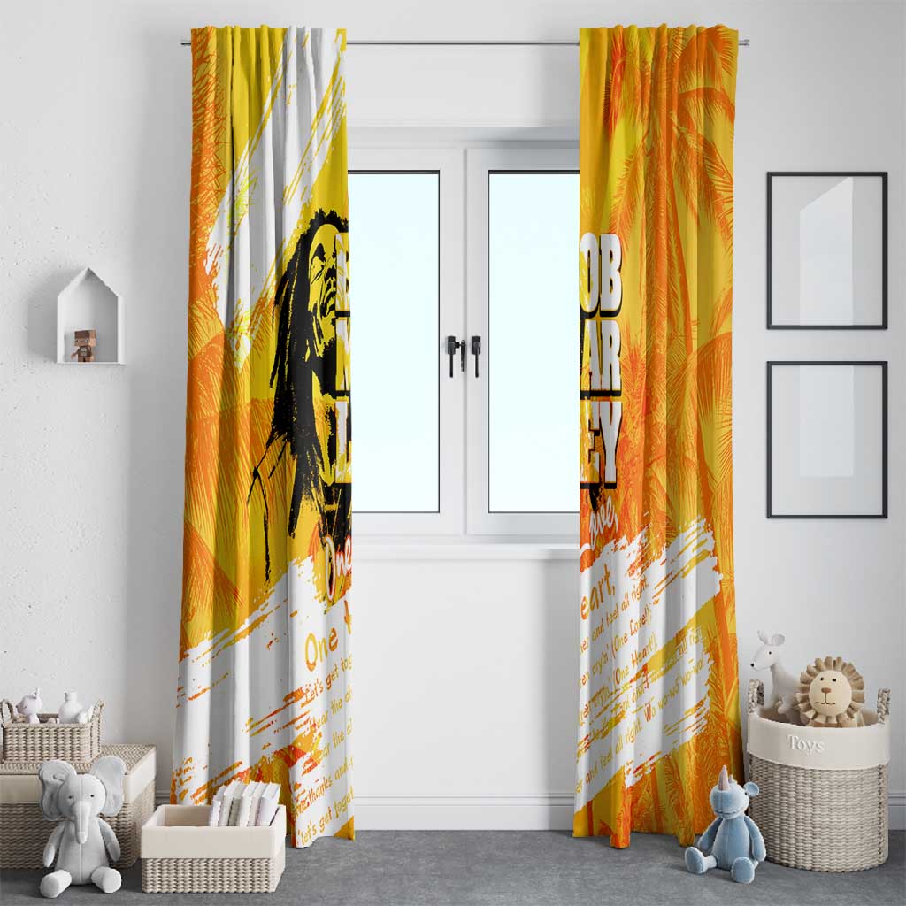 Legend Bob Reggae Afro Window Curtain One Love One Heart Tropical Leaf