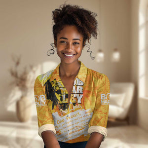 Legend Bob Reggae Afro Women Casual Shirt One Love One Heart Tropical Leaf