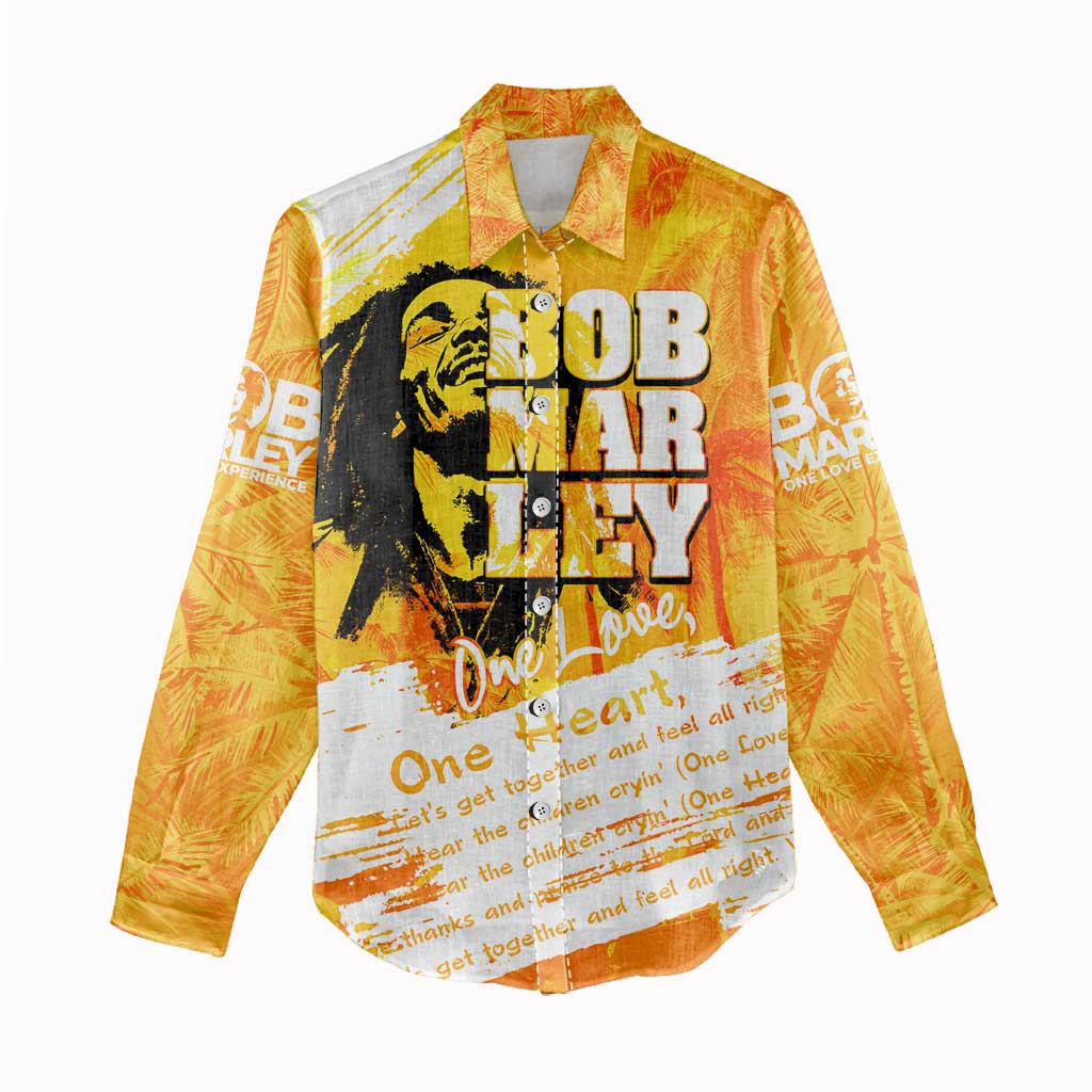 Legend Bob Reggae Afro Women Casual Shirt One Love One Heart Tropical Leaf