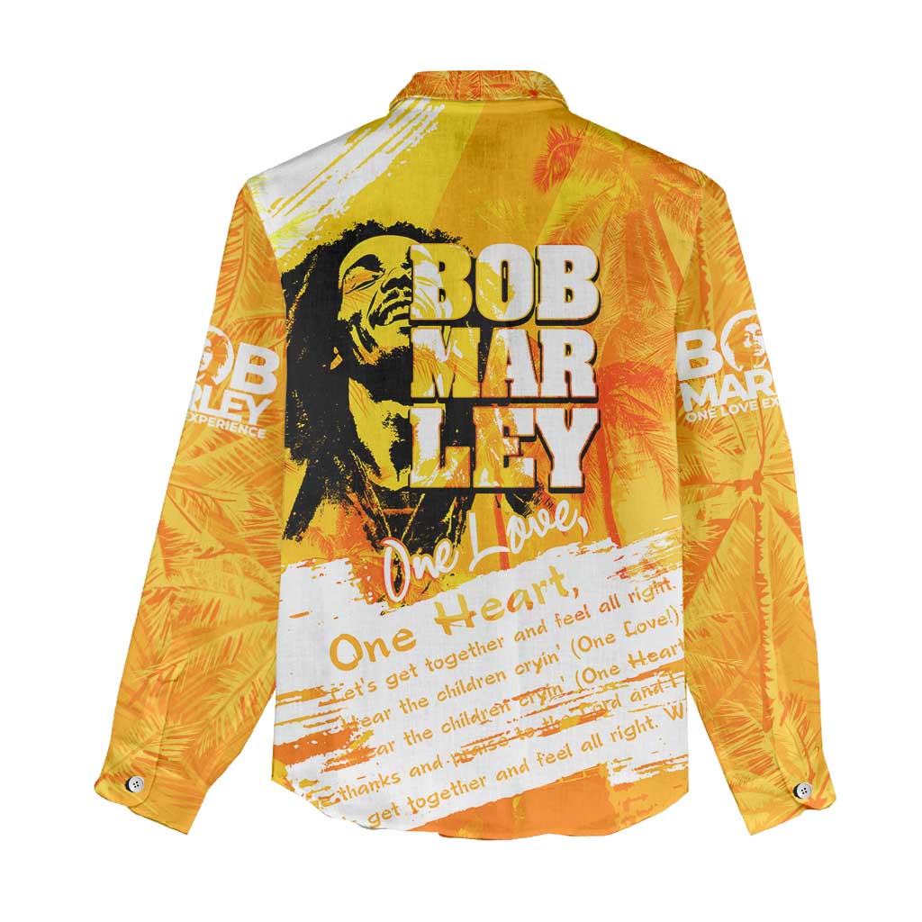 Legend Bob Reggae Afro Women Casual Shirt One Love One Heart Tropical Leaf