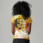 Legend Bob Reggae Afro Women V-Neck T-Shirt One Love One Heart Tropical Leaf