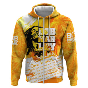 Legend Bob Reggae Afro Zip Hoodie One Love One Heart Tropical Leaf