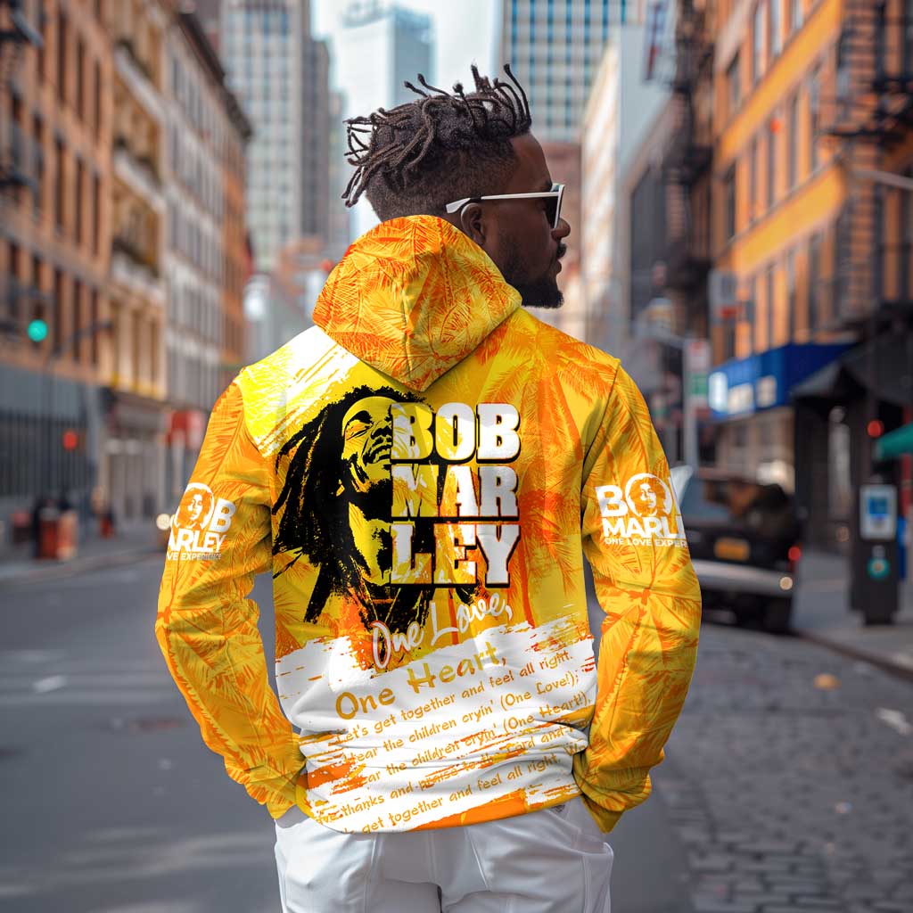 Legend Bob Reggae Afro Zip Hoodie One Love One Heart Tropical Leaf