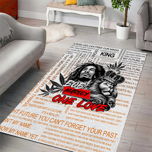 Afro King of Reggae Legend Bob Area Rug Rastafari Lion Cannabis Typography Style
