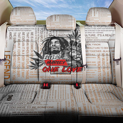 Afro King of Reggae Legend Bob Back Car Seat Cover Rastafari Lion Cannabis Typography Style
