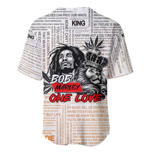 Afro King of Reggae Legend Bob Baseball Jersey Rastafari Lion Cannabis Typography Style