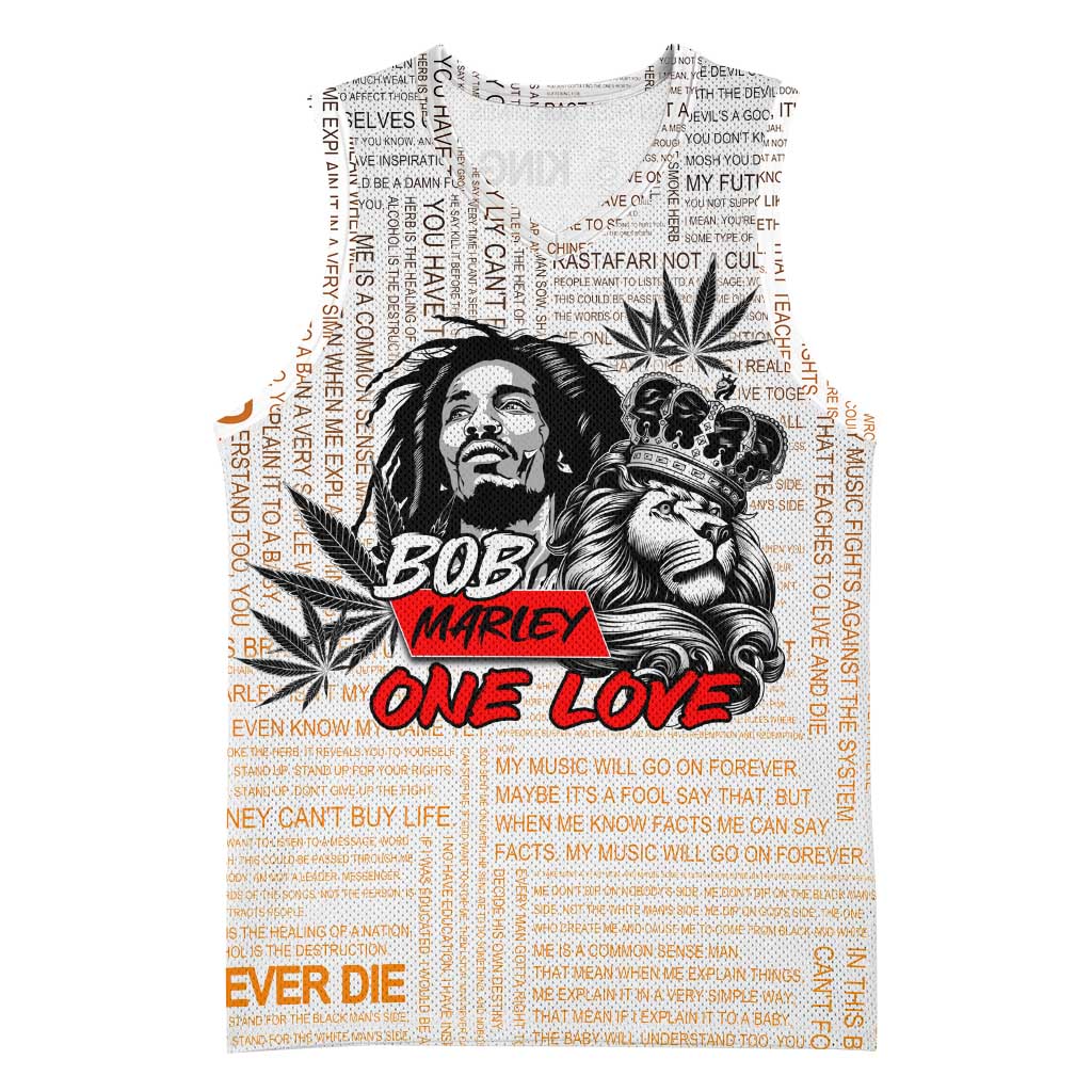 Afro King of Reggae Legend Bob Basketball Jersey Rastafari Lion Cannabis Typography Style - African Pride