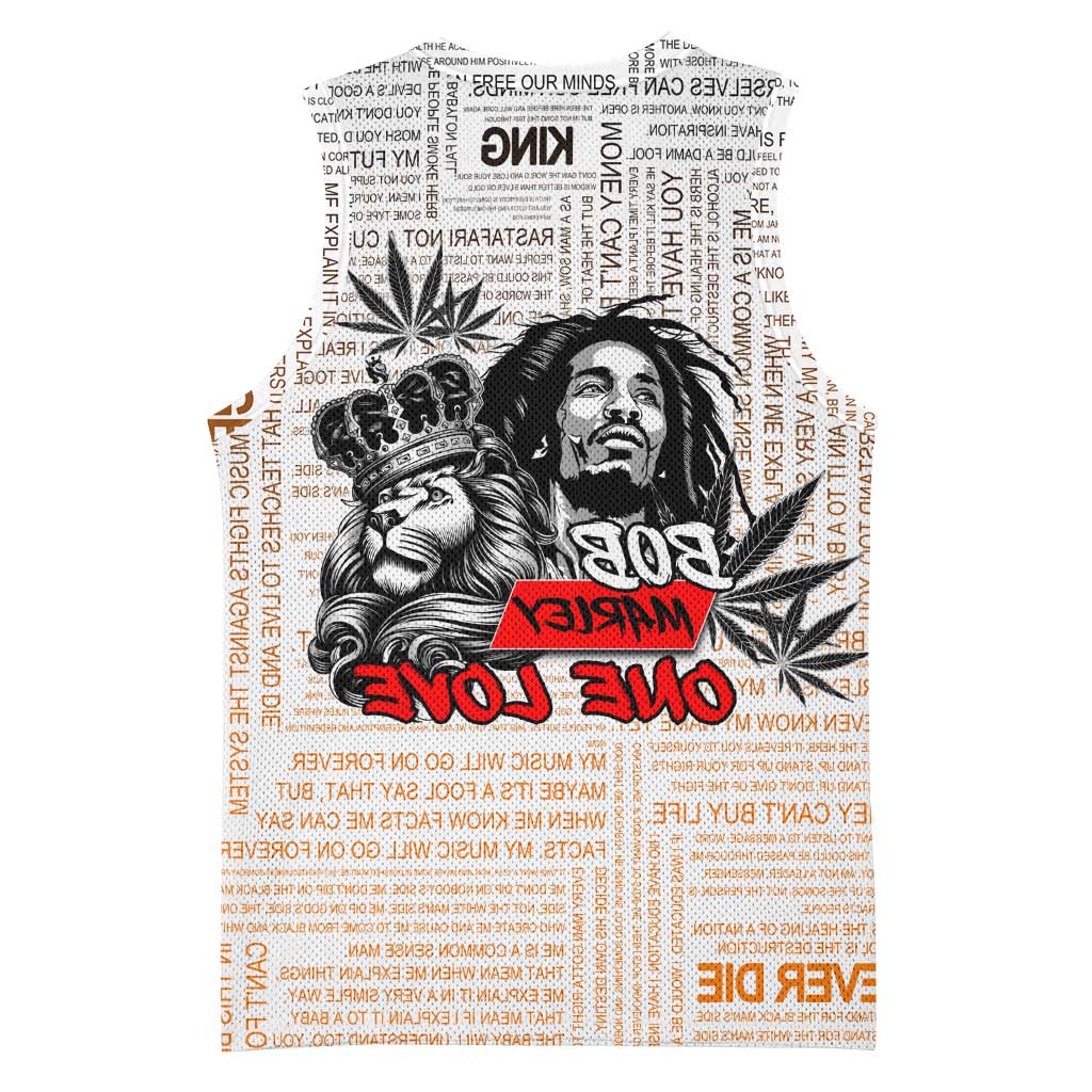 Afro King of Reggae Legend Bob Basketball Jersey Rastafari Lion Cannabis Typography Style - African Pride