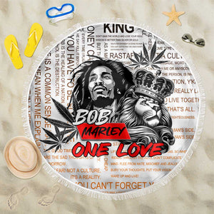 Afro King of Reggae Legend Bob Beach Blanket Rastafari Lion Cannabis Typography Style