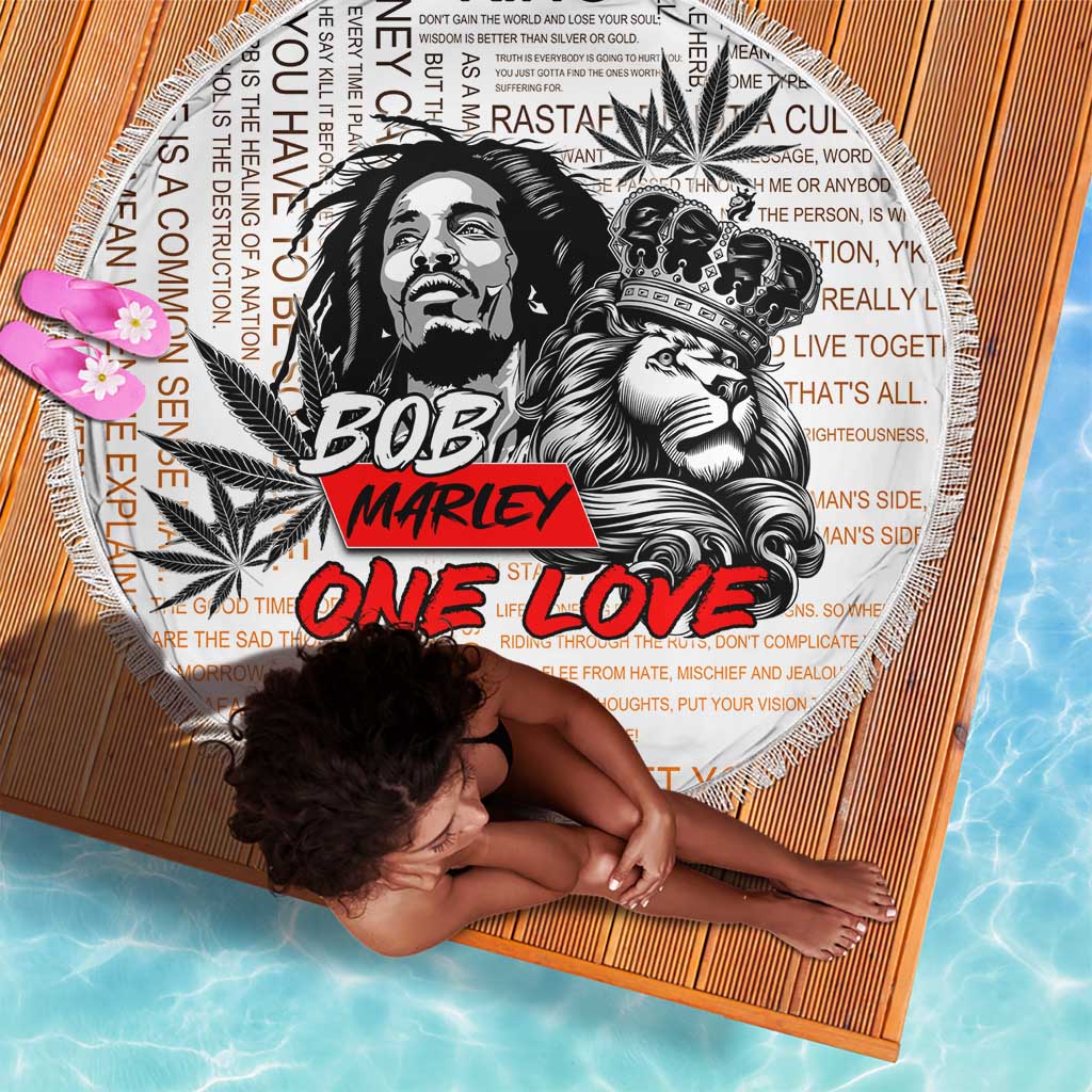 Afro King of Reggae Legend Bob Beach Blanket Rastafari Lion Cannabis Typography Style