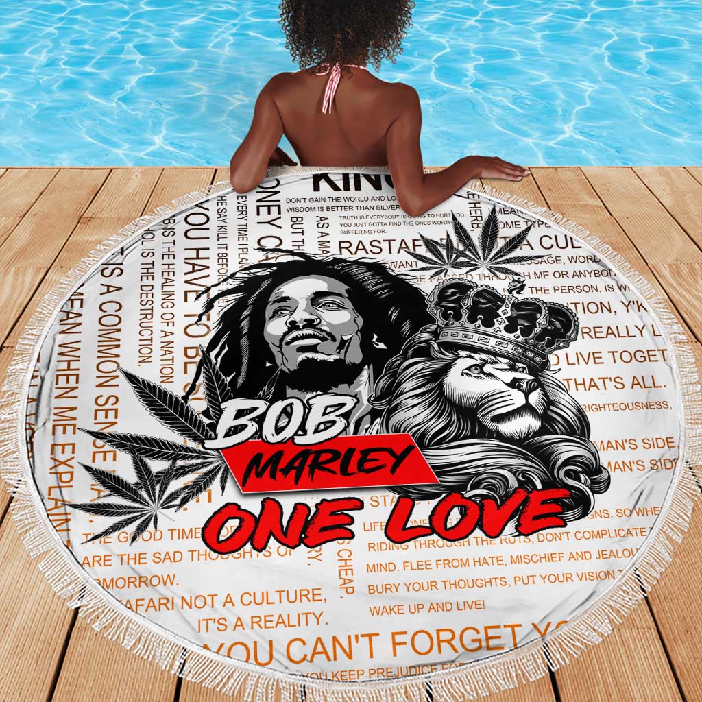Afro King of Reggae Legend Bob Beach Blanket Rastafari Lion Cannabis Typography Style
