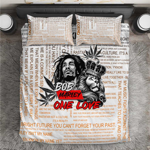 Afro King of Reggae Legend Bob Bedding Set Rastafari Lion Cannabis Typography Style