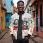Afro King of Reggae Legend Bob Bomber Jacket Rastafari Lion Cannabis Typography Style