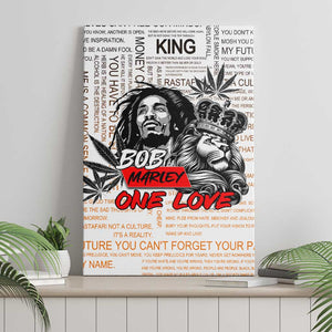 Afro King of Reggae Legend Bob Canvas Wall Art Rastafari Lion Cannabis Typography Style