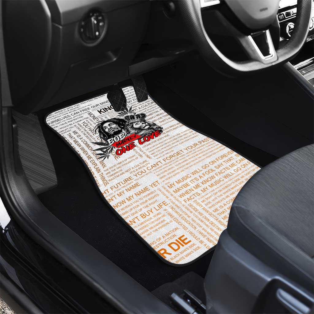 Afro King of Reggae Legend Bob Car Mats Rastafari Lion Cannabis Typography Style