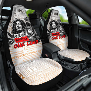 Afro King of Reggae Legend Bob Car Seat Cover Rastafari Lion Cannabis Typography Style