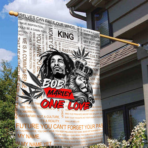 Afro King of Reggae Legend Bob Garden Flag Rastafari Lion Cannabis Typography Style