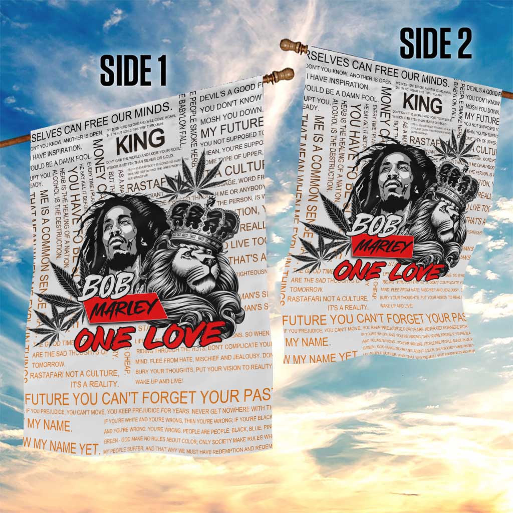 Afro King of Reggae Legend Bob Garden Flag Rastafari Lion Cannabis Typography Style