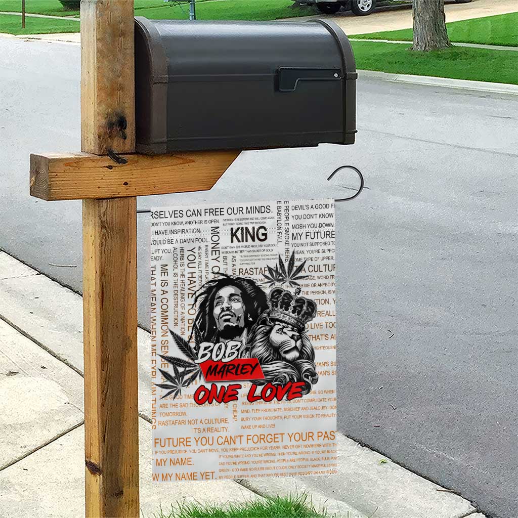 Afro King of Reggae Legend Bob Garden Flag Rastafari Lion Cannabis Typography Style