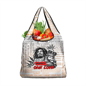 Afro King of Reggae Legend Bob Grocery Bag Rastafari Lion Cannabis Typography Style