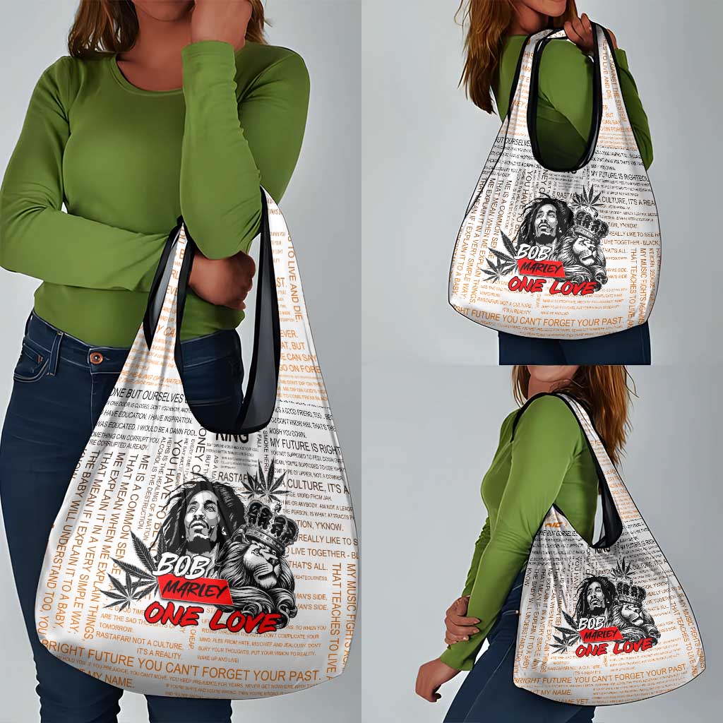 Afro King of Reggae Legend Bob Grocery Bag Rastafari Lion Cannabis Typography Style