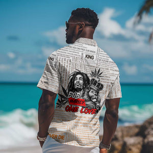Afro King of Reggae Legend Bob Hawaiian Shirt Rastafari Lion Cannabis Typography Style