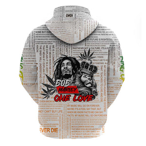 Afro King of Reggae Legend Bob Hoodie Rastafari Lion Cannabis Typography Style