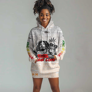 Afro King of Reggae Legend Bob Hoodie Dress Rastafari Lion Cannabis Typography Style