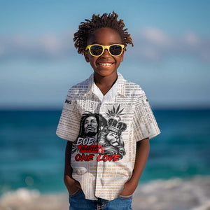Afro King of Reggae Legend Bob Kid Hawaiian Shirt Rastafari Lion Cannabis Typography Style