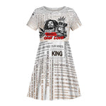 Afro King of Reggae Legend Bob Kid Short Sleeve Dress Rastafari Lion Cannabis Typography Style