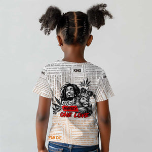 Afro King of Reggae Legend Bob Kid T shirt Rastafari Lion Cannabis Typography Style