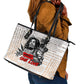 Afro King of Reggae Legend Bob Leather Tote Bag Rastafari Lion Cannabis Typography Style