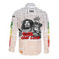 Afro King of Reggae Legend Bob Long Sleeve Button Shirt Rastafari Lion Cannabis Typography Style