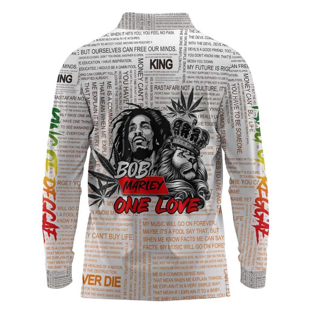 Afro King of Reggae Legend Bob Long Sleeve Polo Shirt Rastafari Lion Cannabis Typography Style