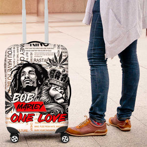 Afro King of Reggae Legend Bob Luggage Cover Rastafari Lion Cannabis Typography Style