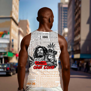 Afro King of Reggae Legend Bob Men Tank Top Rastafari Lion Cannabis Typography Style