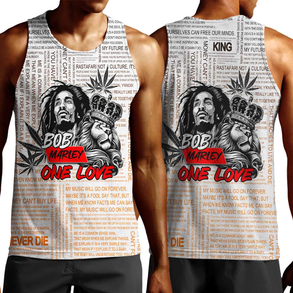 Afro King of Reggae Legend Bob Men Tank Top Rastafari Lion Cannabis Typography Style