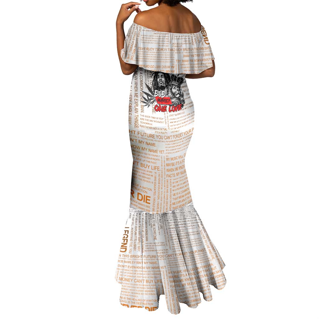 Afro King of Reggae Legend Bob Mermaid Dress Rastafari Lion Cannabis Typography Style