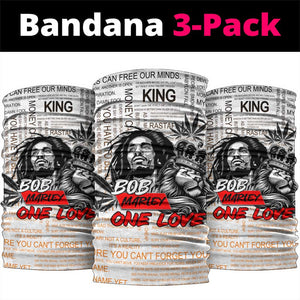 Afro King of Reggae Legend Bob Neck Gaiter Rastafari Lion Cannabis Typography Style DT02