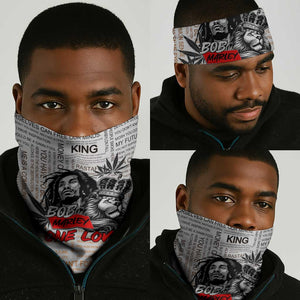 Afro King of Reggae Legend Bob Neck Gaiter Rastafari Lion Cannabis Typography Style DT02