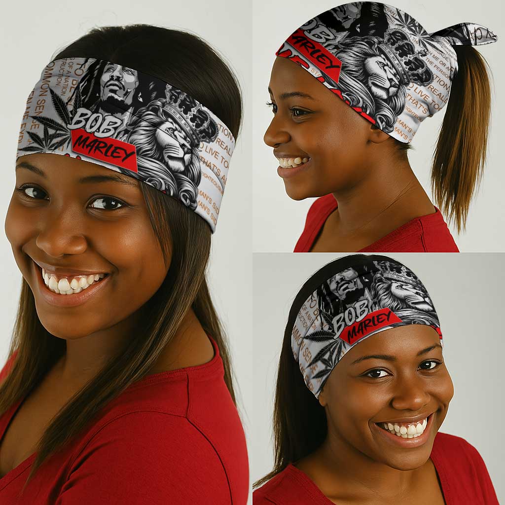 Afro King of Reggae Legend Bob Neck Gaiter Rastafari Lion Cannabis Typography Style DT02