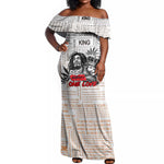 Afro King of Reggae Legend Bob Off Shoulder Maxi Dress Rastafari Lion Cannabis Typography Style