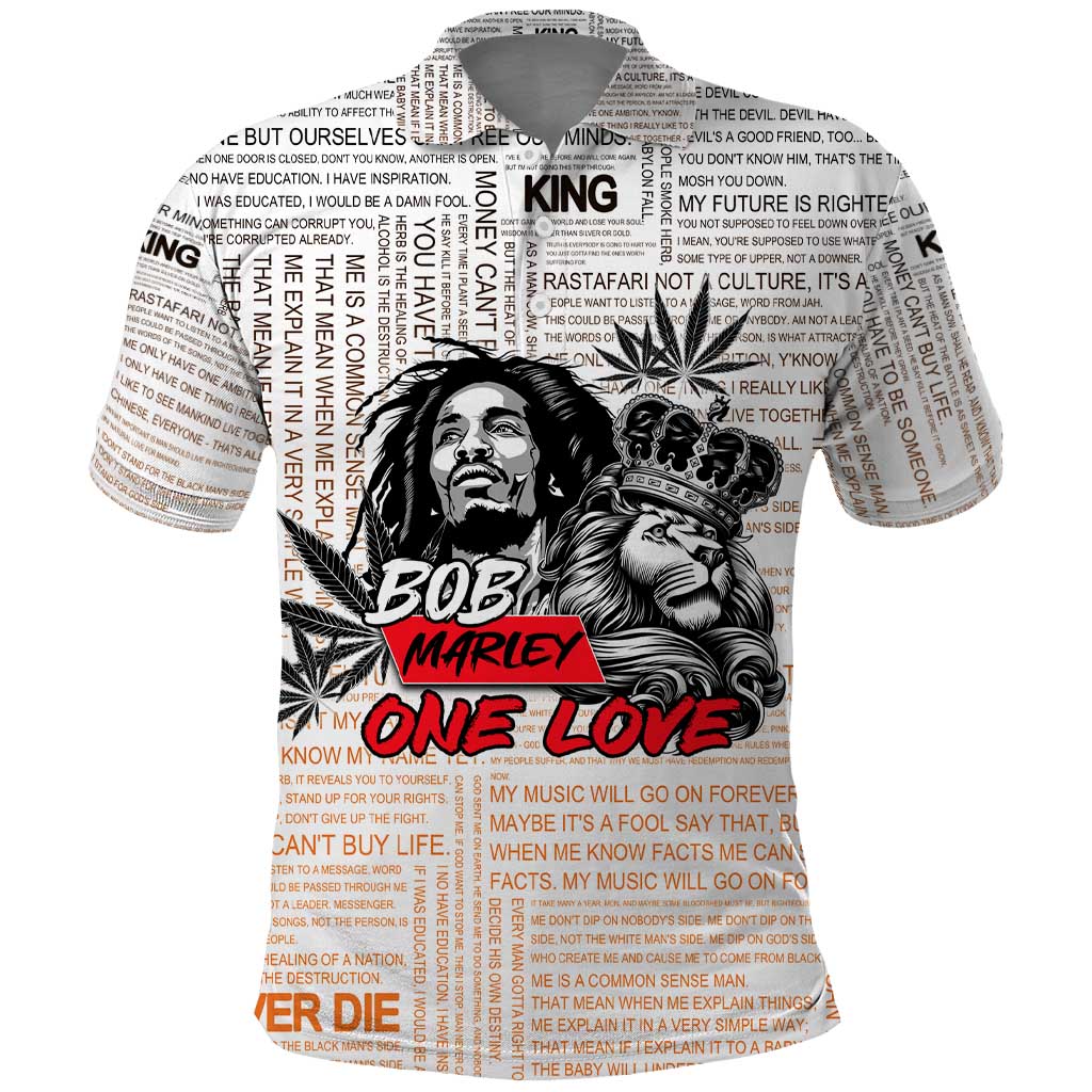Afro King of Reggae Legend Bob Polo Shirt Rastafari Lion Cannabis Typography Style