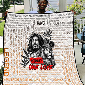 Afro King of Reggae Legend Bob Quilt Rastafari Lion Cannabis Typography Style